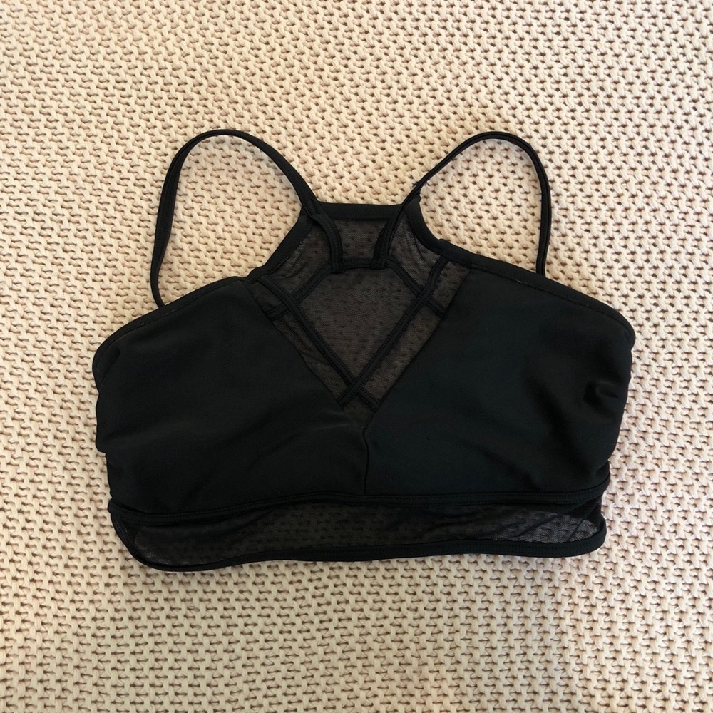 Black halter mesh bikini top swimsuit bra